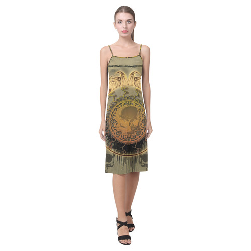 Awesome skulls on round button Alcestis Slip Dress (Model D05)