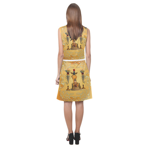 Beautidul egyptian women on a throne Eos Women's Sleeveless Dress (Model D01)