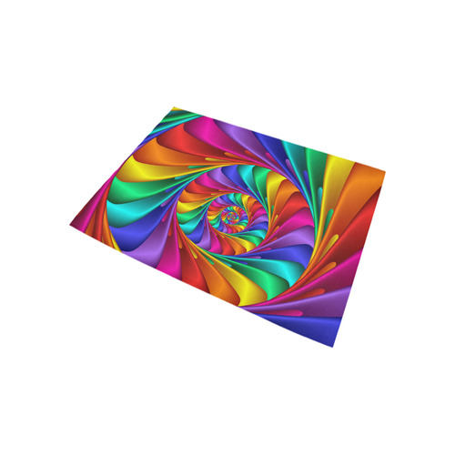 Psychedelic Rainbow Spiral Fractal Area Rug 5'3''x4'