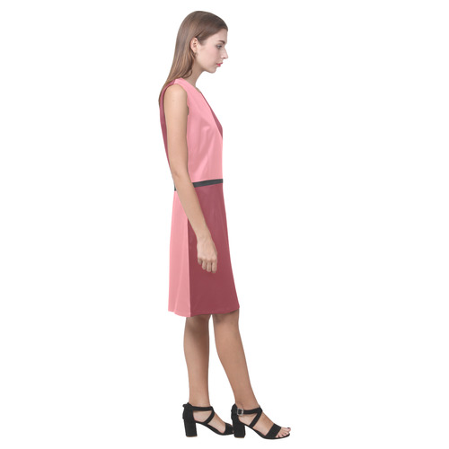 Deep Garnet and Flamingo Pink Eos Women's Sleeveless Dress (Model D01)