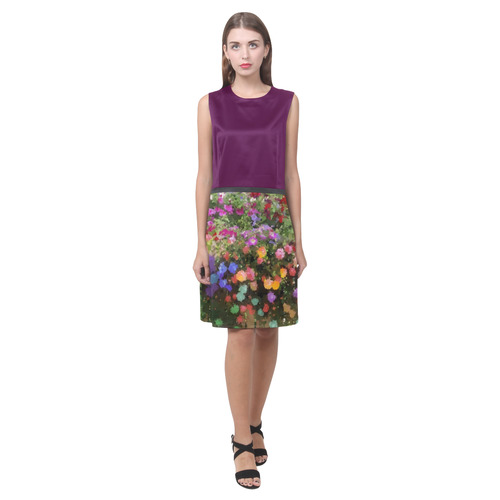 Blackberry and Colorful Pixel Garden Eos Women's Sleeveless Dress (Model D01)