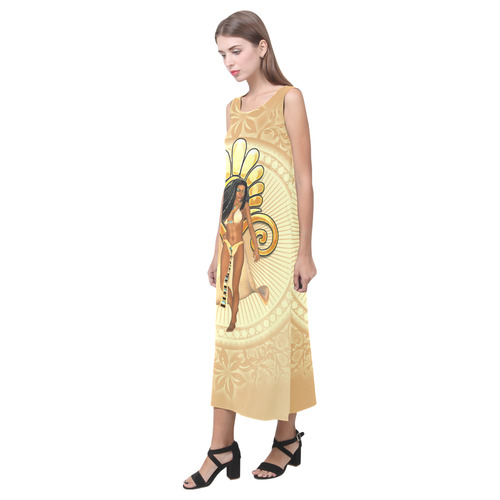 Wonderful egypt women with egypt sign Phaedra Sleeveless Open Fork Long Dress (Model D08)