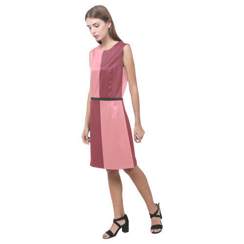 Deep Garnet and Flamingo Pink Eos Women's Sleeveless Dress (Model D01)