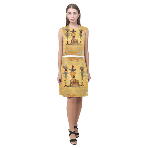 Beautidul egyptian women on a throne Eos Women's Sleeveless Dress (Model D01)