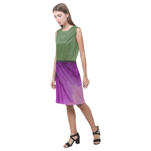 Cactus Pink and Purple Pansy Eos Women's Sleeveless Dress (Model D01)