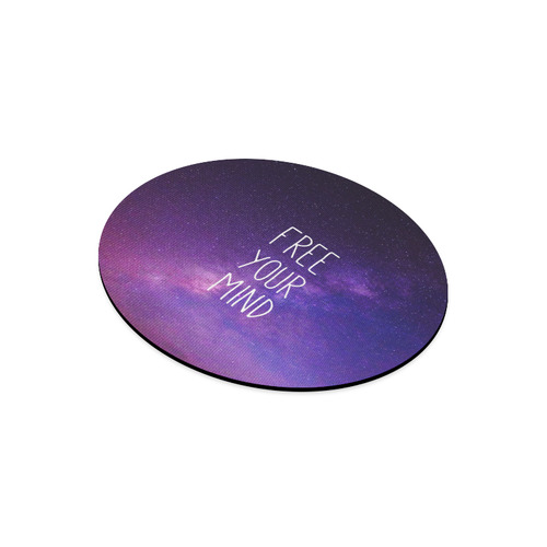 "Free Your Mind" Quote Purple Blue Night Sky Round Mousepad