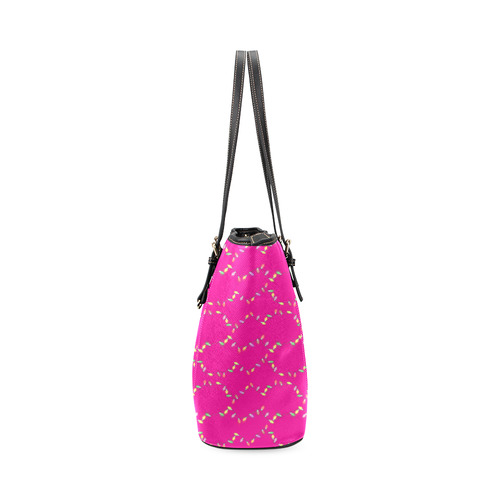 Festive Christmas Lights on Pink Leather Tote Bag/Small (Model 1640)