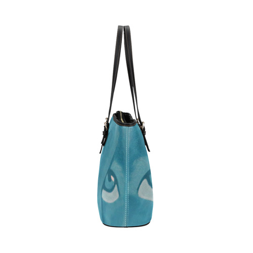Turquoise Lion Leather Tote Bag/Small (Model 1651)
