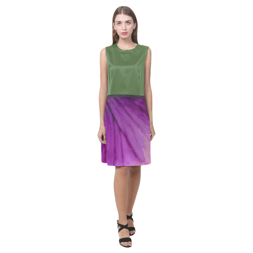 Cactus Pink and Purple Pansy Eos Women's Sleeveless Dress (Model D01)