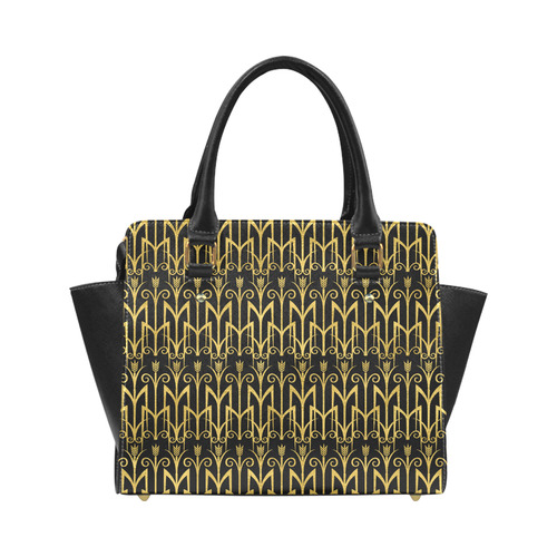 Beautiful BlackAnd Gold Art Deco Pattern Classic Shoulder Handbag (Model 1653)