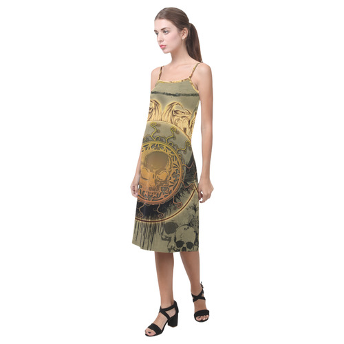 Awesome skulls on round button Alcestis Slip Dress (Model D05)