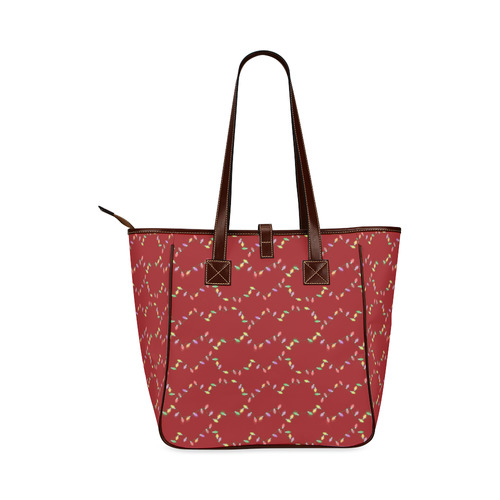 Festive Christmas Lights  on Red Classic Tote Bag (Model 1644)