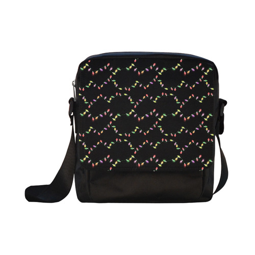 Festive Christmas Lights on Black Crossbody Nylon Bags (Model 1633)