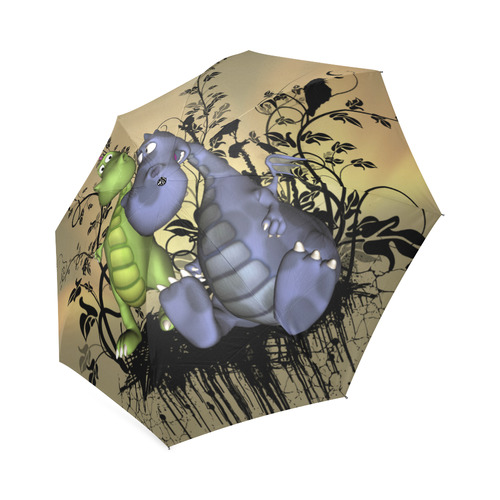Best friends, funny dragons with flowers Foldable Umbrella (Model U01)