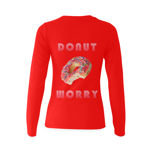 Funny Red Don't Worry / Donut Worry Sunny Women's T-shirt (long-sleeve) (Model T07)