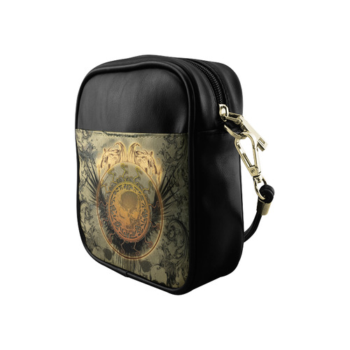 Awesome skulls on round button Sling Bag (Model 1627)