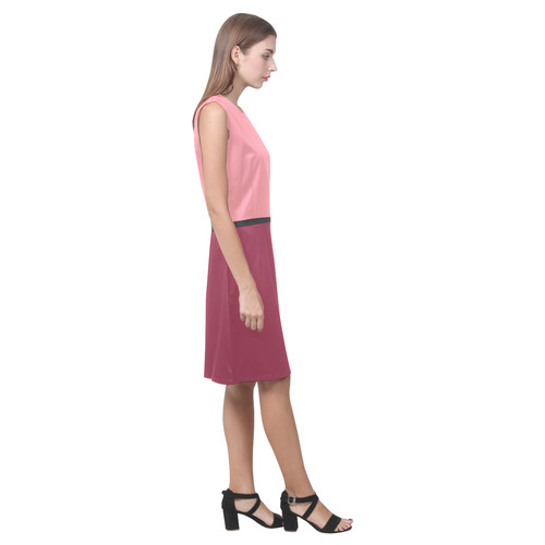Flamingo Pink and Valentine Eos Women's Sleeveless Dress (Model D01)