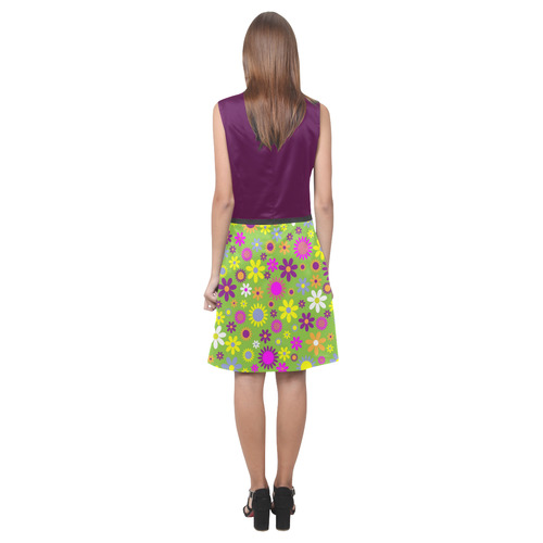 Blackberry and Retro Flower Power Eos Women's Sleeveless Dress (Model D01)