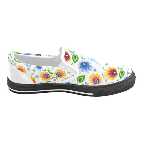 Vintage Polish Floral Pattern Women's Unusual Slip-on Canvas Shoes (Model 019)