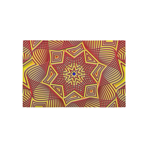 Red And Yellow Fractal Starburst Area Rug 5'x3'3''
