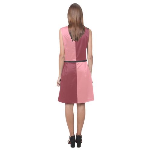 Deep Garnet and Flamingo Pink Eos Women's Sleeveless Dress (Model D01)