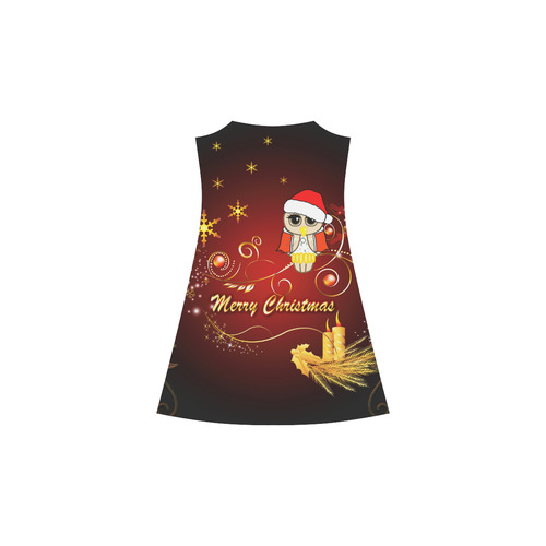 Cute christmas owl on red background Alcestis Slip Dress (Model D05)