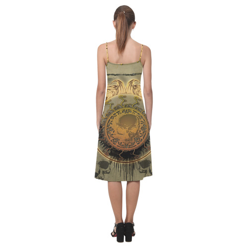 Awesome skulls on round button Alcestis Slip Dress (Model D05)