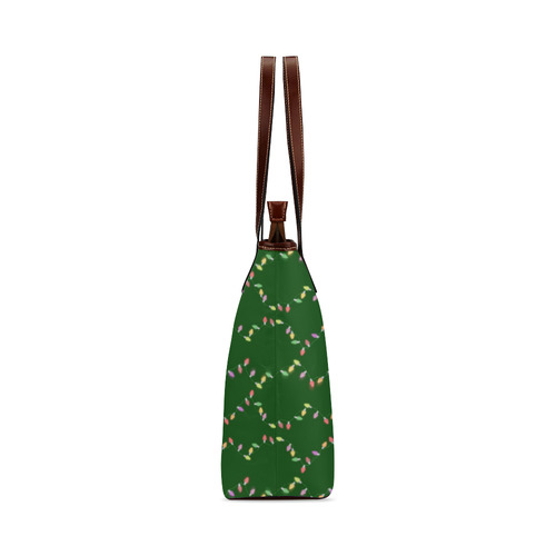 Festive Christmas Lights on Green Shoulder Tote Bag (Model 1646)