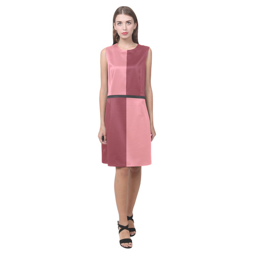 Deep Garnet and Flamingo Pink Eos Women's Sleeveless Dress (Model D01)