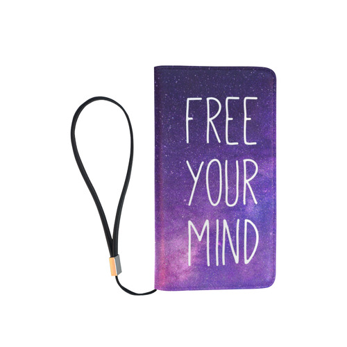 "Free Your Mind" Quote Purple Blue Night Sky Men's Clutch Purse （Model 1638）