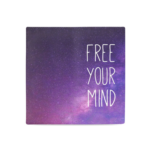 "Free Your Mind" Quote Purple Blue Night Sky Women's Leather Wallet (Model 1611)