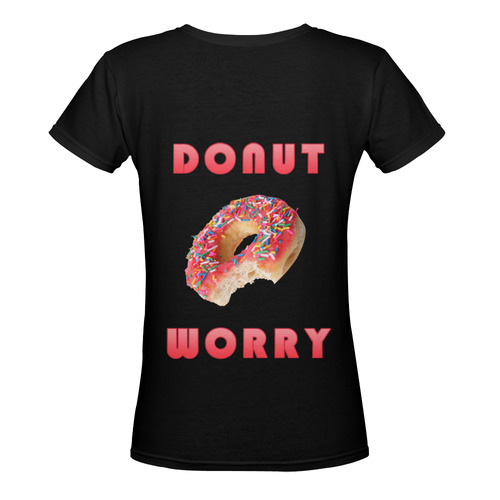 Funny Red Don't Worry / Donut Worry Women's Deep V-neck T-shirt (Model T19)