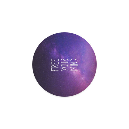 "Free Your Mind" Quote Purple Blue Night Sky Round Coaster