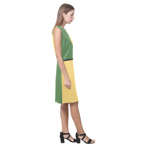 Hippie Green and Lemon Drop Eos Women's Sleeveless Dress (Model D01)