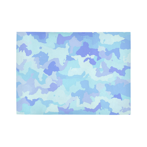 camouflage , aqua Area Rug7'x5'