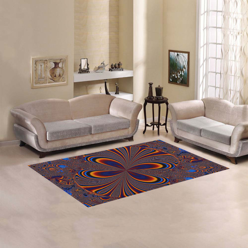 Bright Orange And Blue Fractal Butterfly Area Rug 5'x3'3''