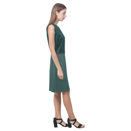 Teal Stripe and June Bug Green Eos Women's Sleeveless Dress (Model D01)
