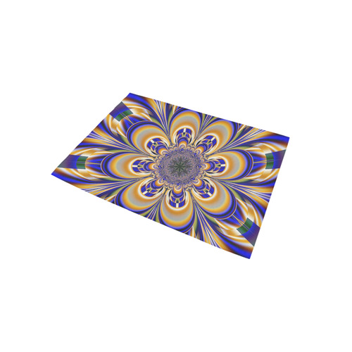 Blue Gold Flower Mandala Area Rug 5'x3'3''