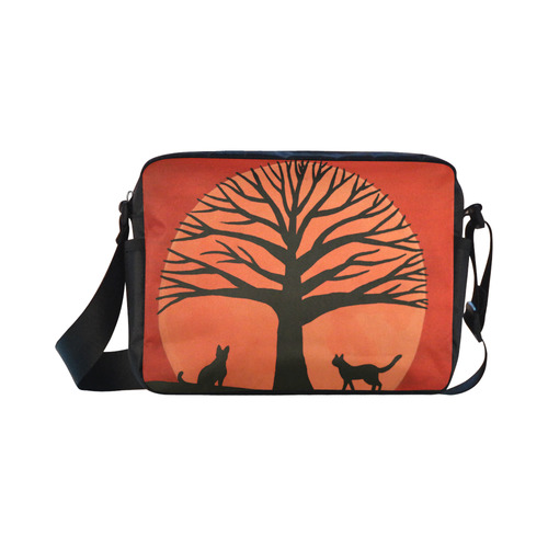 Spooky Cat Tree Classic Cross-body Nylon Bags (Model 1632)