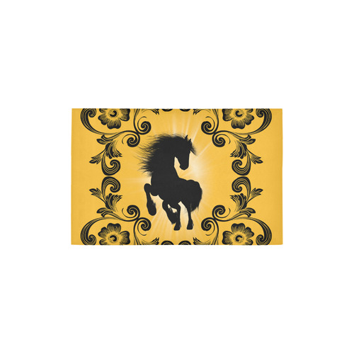 Black horse silhouette on yellow background Area Rug 2'7"x 1'8‘’