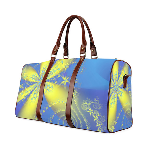 Flower Galaxies Blue Yellow Fractal Art Waterproof Travel Bag/Small (Model 1639)