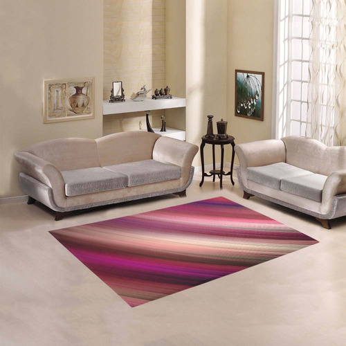 Pink Red Burgundy Gradient Diagonal Stripes Area Rug 5'3''x4'