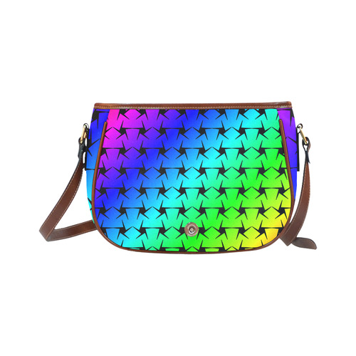 Colorful Black Star Saddle Bag/Small (Model 1649) Full Customization