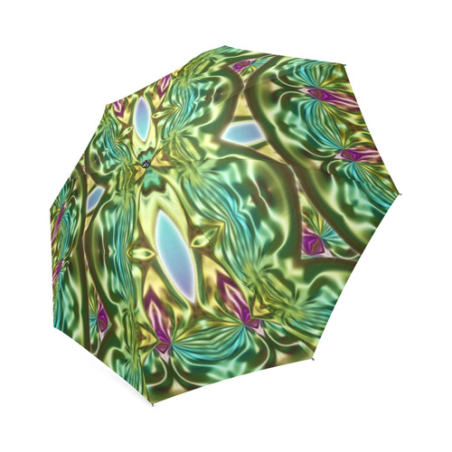 One and two half MANDALA green magenta cyan Foldable Umbrella (Model U01)