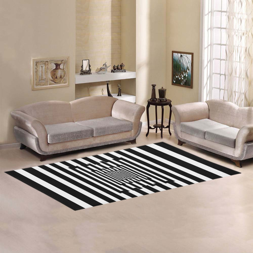 Graphical Stripes Black Area Rug 7'x3'3''