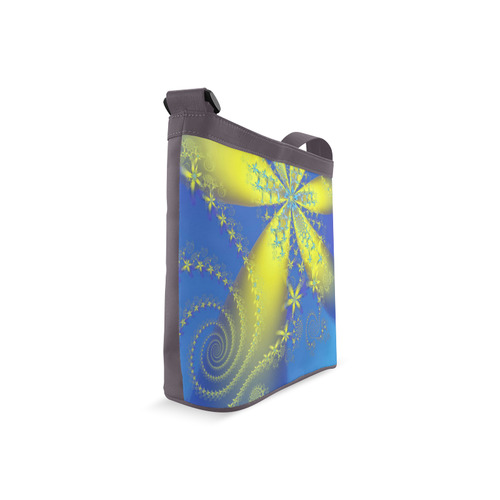 Flower Galaxies Yellow Blue Fractal Art Crossbody Bags (Model 1613)