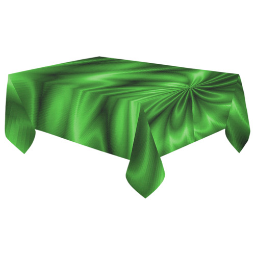 Green Shiny Swirl Cotton Linen Tablecloth 60"x 104"