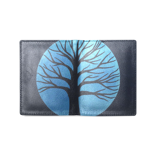 Spooky Tree (Blue) Men's Leather Wallet (Model 1612)