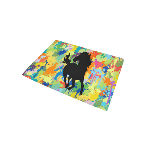 Horse Shape Template Colorful Splash Area Rug 5'x3'3''