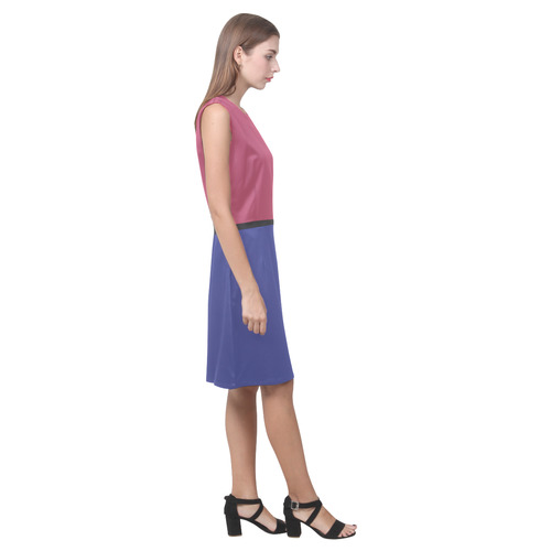 Hippie Pink and Royal Blue Eos Women's Sleeveless Dress (Model D01)